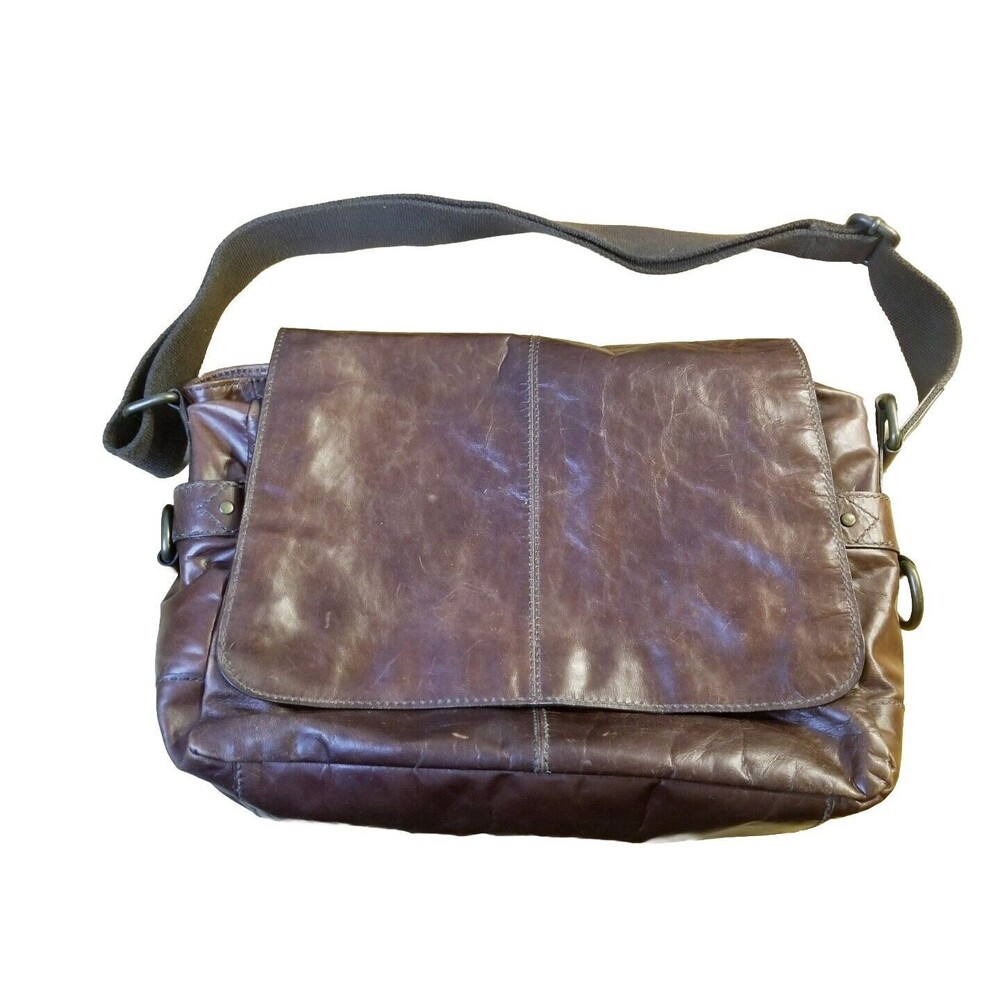 Fossil Brand Messenger Bag Mens Laptop Brown Leather Crossbody MBG1154 (15x11x5) - Picture 2 of 6